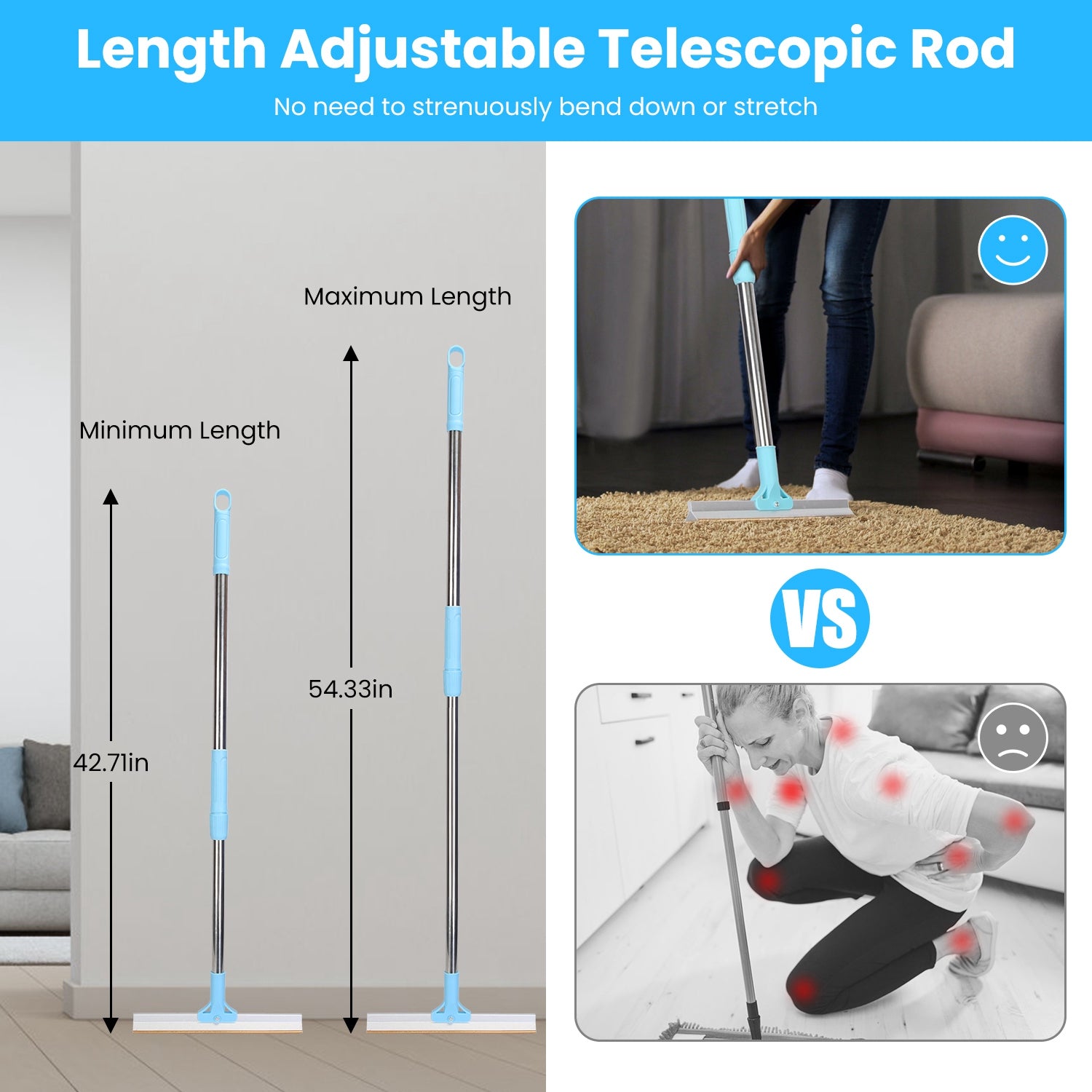 Telescopic Pet Hair Rake