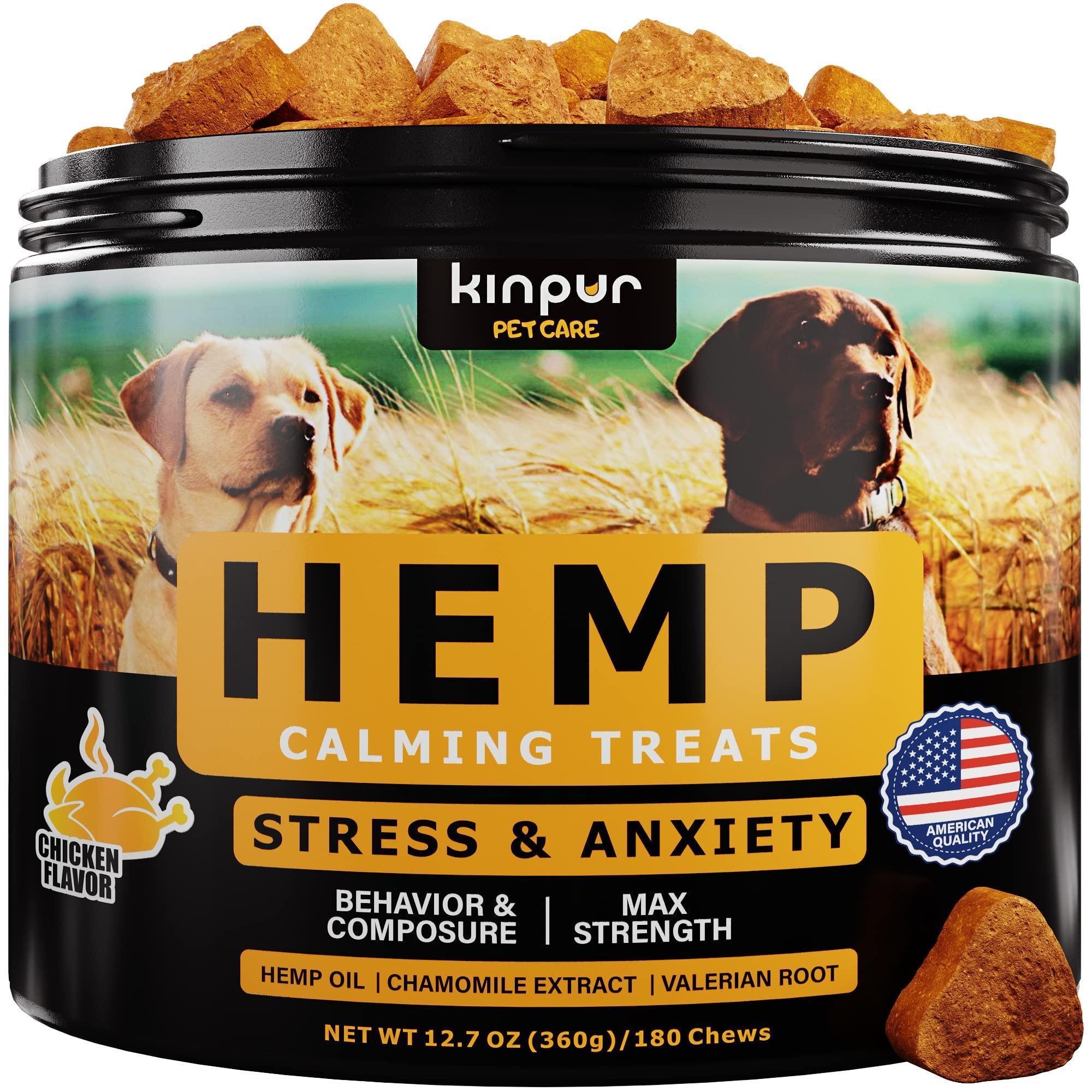 Soothing Hemp & Valerian Dog Chews, chicken flavor, 180 soft calming chews with hemp oil and valerian